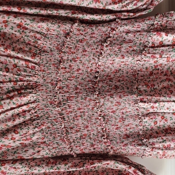 AFRM Hazel Baby Pink Ditzy Floral Smocked Dress - Picture 5 of 12